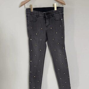 Stella McCartney Yellow Rhinestones Details Denim Grey Wash jeans women Sz 25